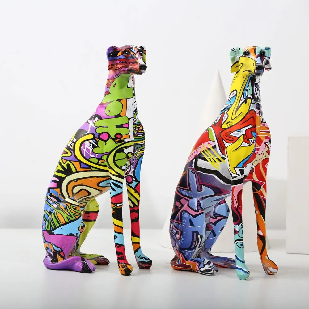 Modern Creative Painted Colorful Greyhound Wine Cabinet