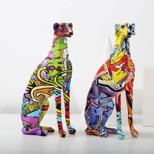 Modern Creative Painted Colorful Greyhound Wine Cabinet