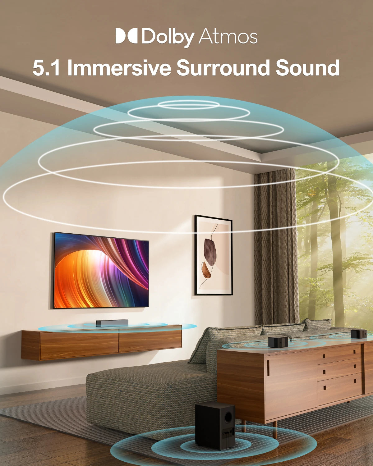 410W 5.1 Sound Bar ,Wireless Subwoofer,