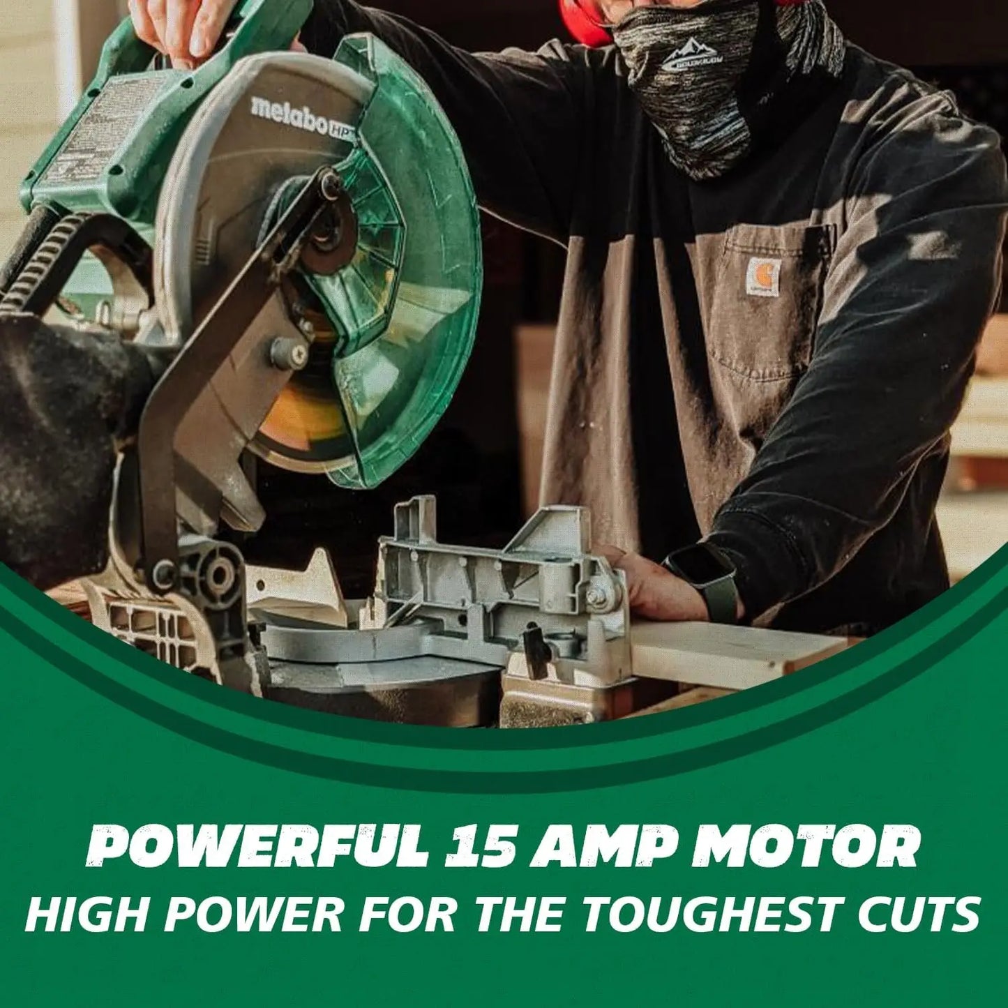 Compound Miter Saw, 10" with Large Table for woodworking 15-Amp Motor, Accurate Miter Angles