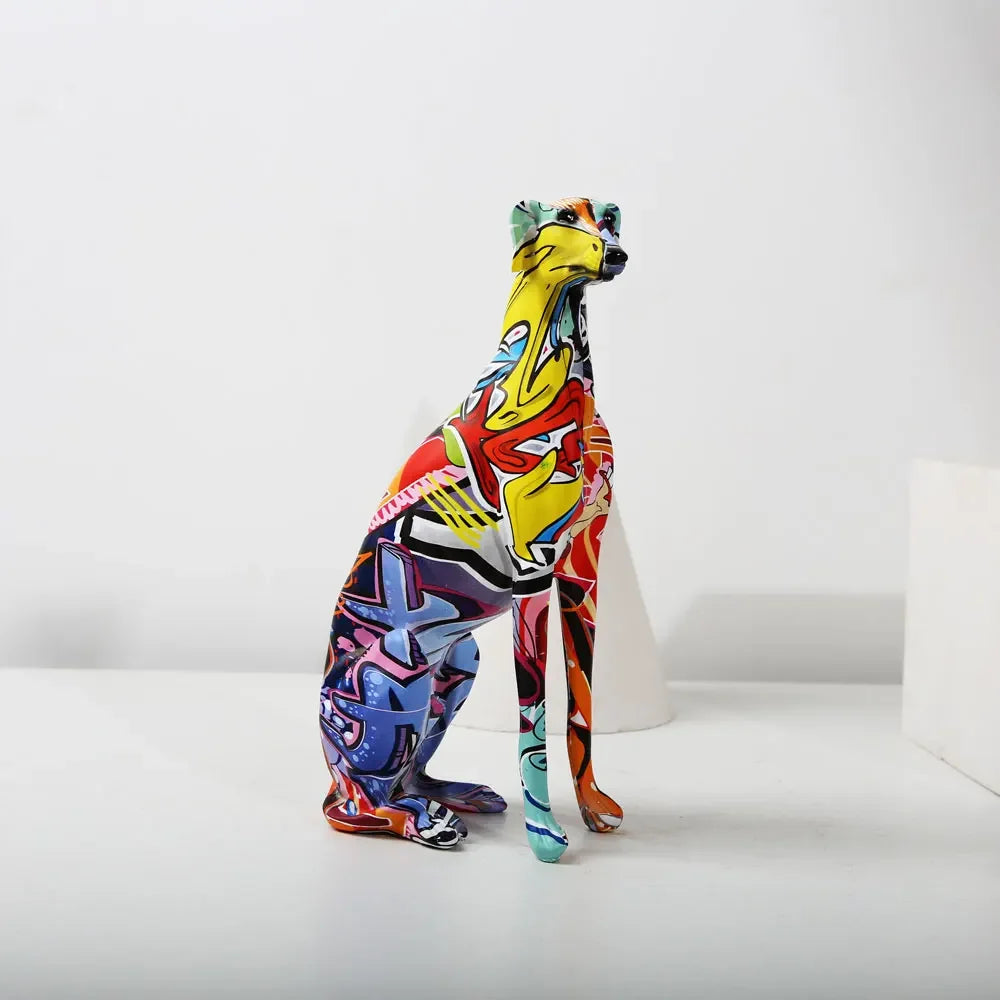 Modern Creative Painted Colorful Greyhound Wine Cabinet