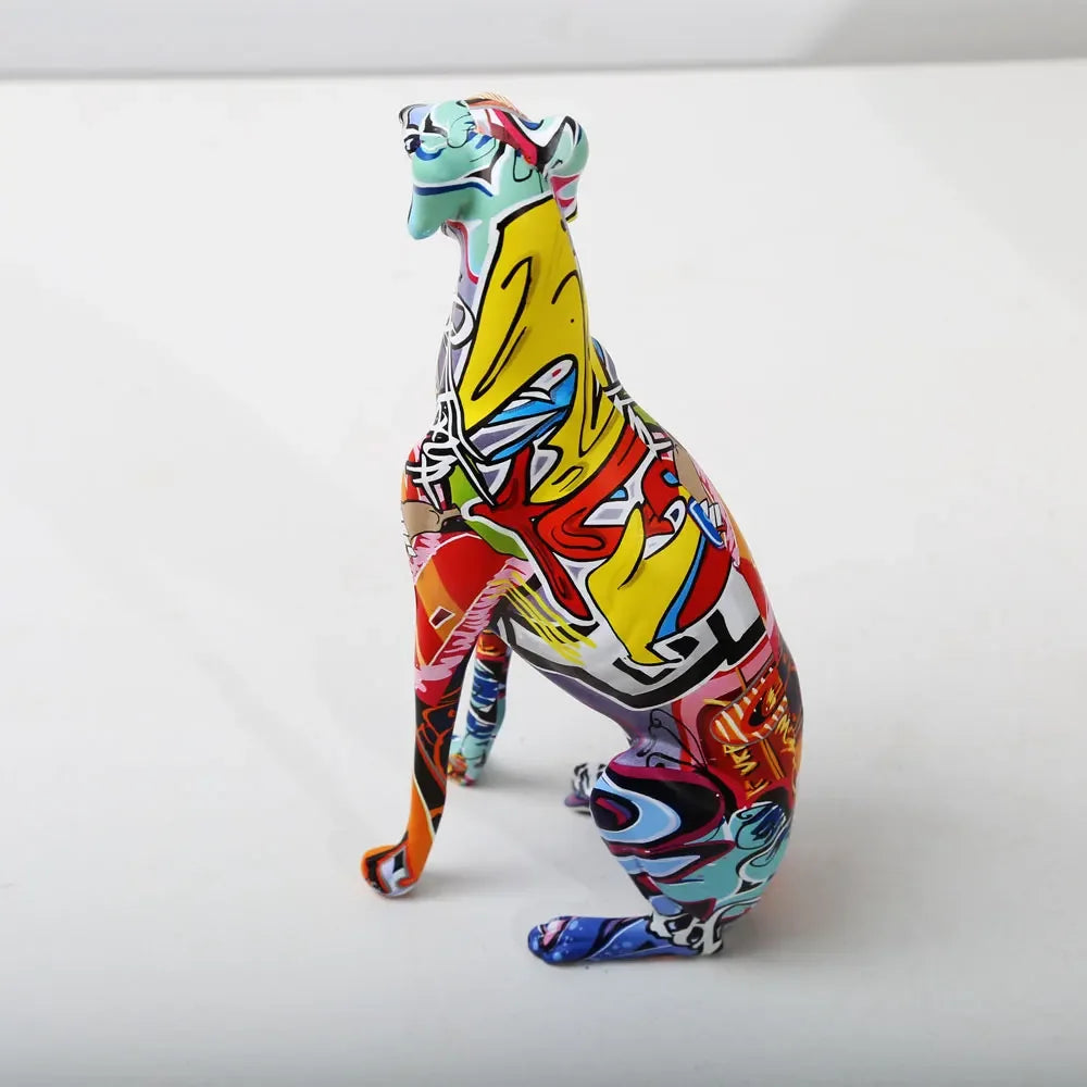 Modern Creative Painted Colorful Greyhound Wine Cabinet