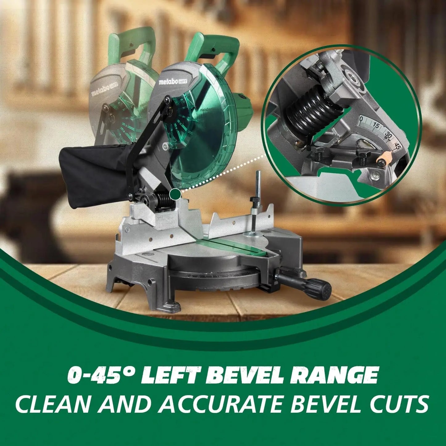 Compound Miter Saw, 10" with Large Table for woodworking 15-Amp Motor, Accurate Miter Angles