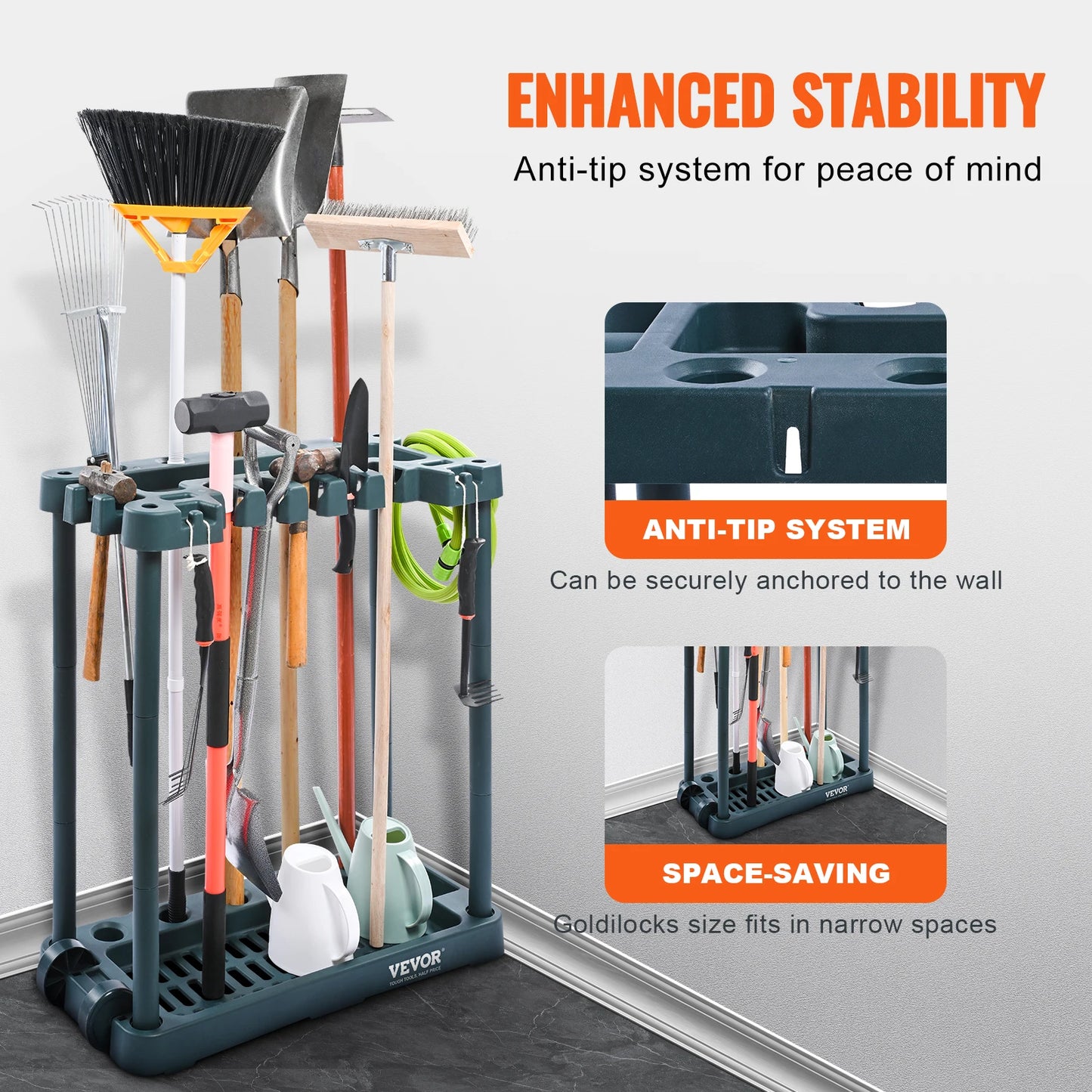 10 Slots Yard Garden Tool Organizer