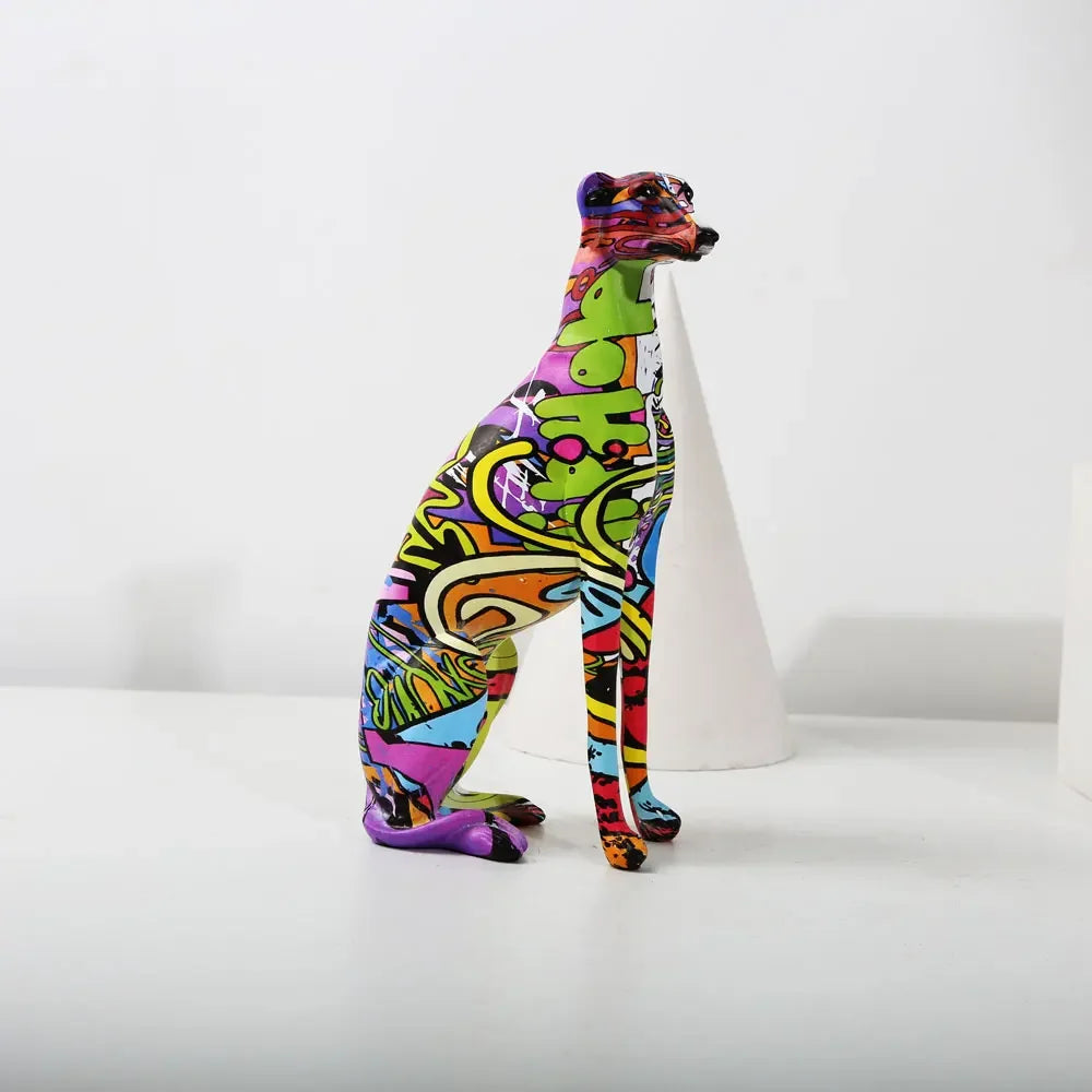 Modern Creative Painted Colorful Greyhound Wine Cabinet