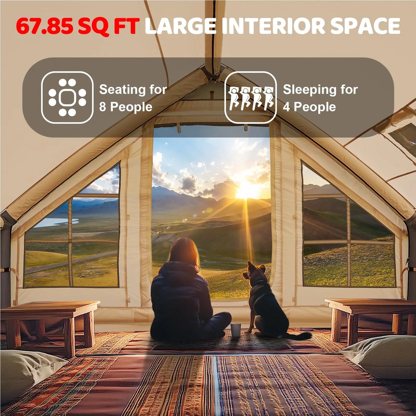 4-6 People Inflatable Tent with Pump  Easy Set-up Air Tent