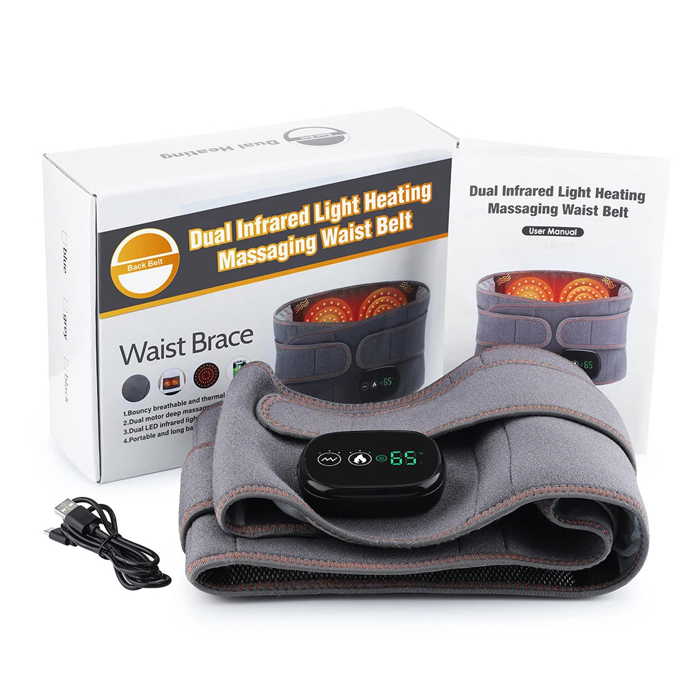 Electric Infrared Heating Therapy Waist Massager Back Support Belt Vibration