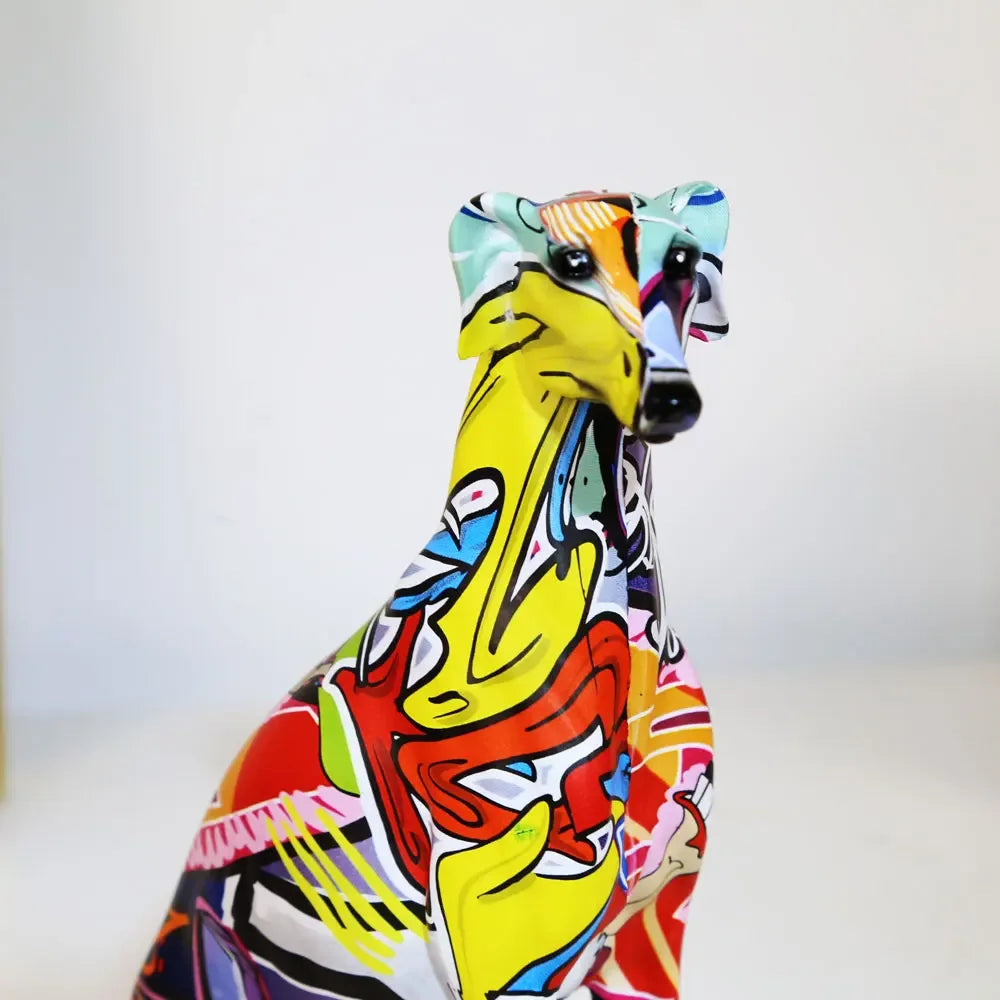 Modern Creative Painted Colorful Greyhound Wine Cabinet