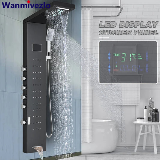 Bathroom LED Light, Rain, Waterfall Shower