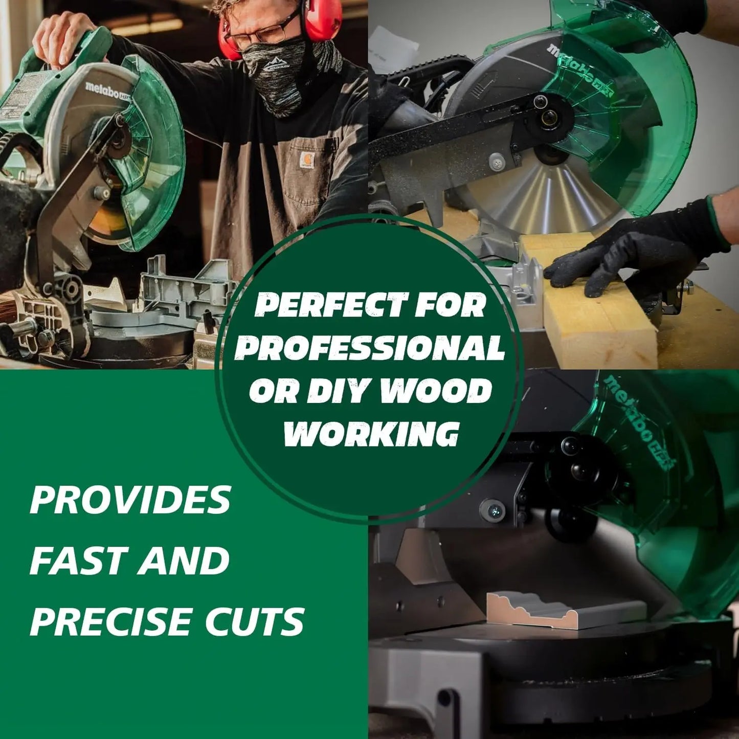Compound Miter Saw, 10" with Large Table for woodworking 15-Amp Motor, Accurate Miter Angles