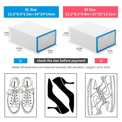 6pcs Transparent Shoe Box Plastic Foldable