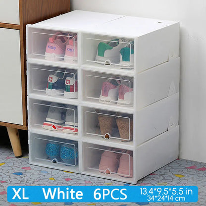 6pcs Transparent Shoe Box Plastic Foldable