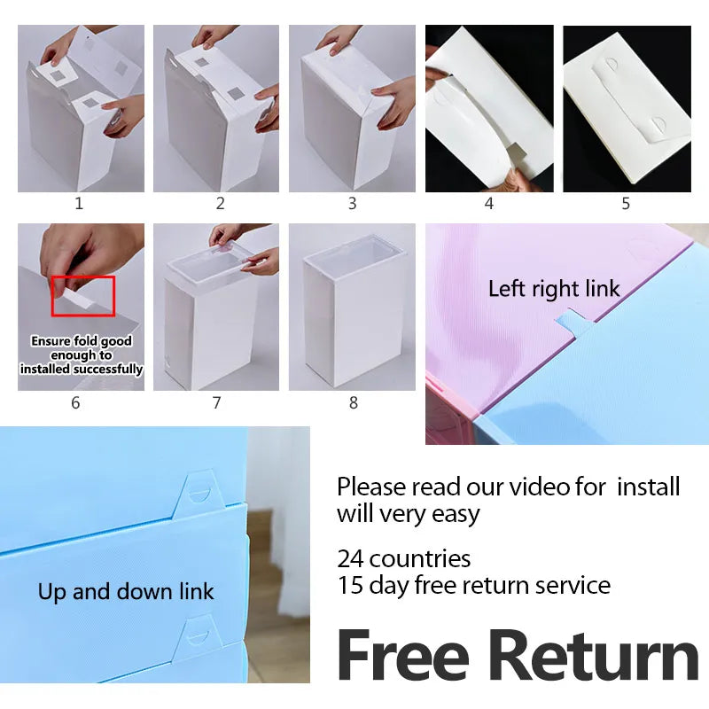 6pcs Transparent Shoe Box Plastic Foldable