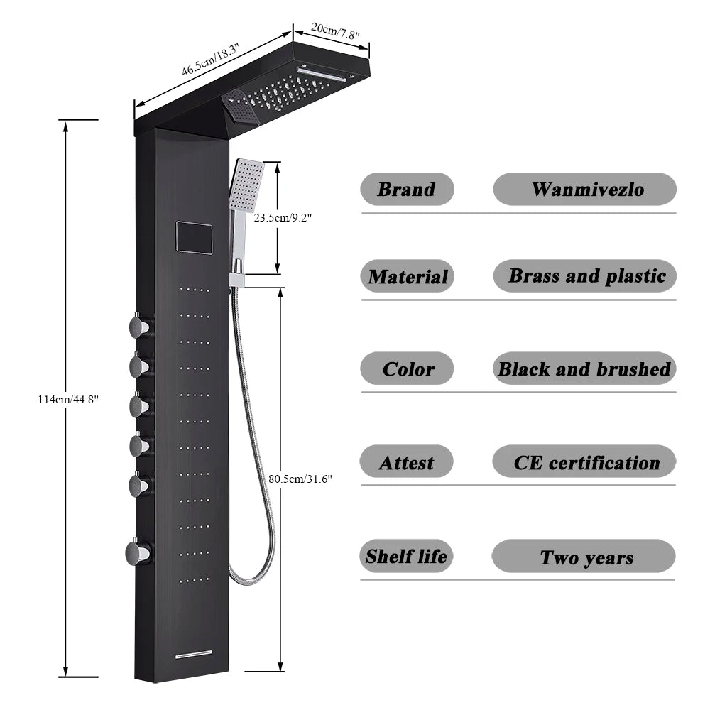 Bathroom LED Light, Rain, Waterfall Shower