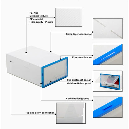 6pcs Transparent Shoe Box Plastic Foldable