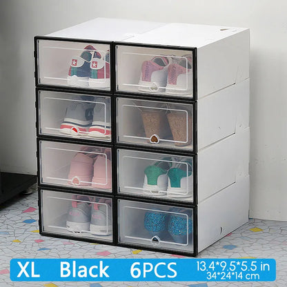 6pcs Transparent Shoe Box Plastic Foldable