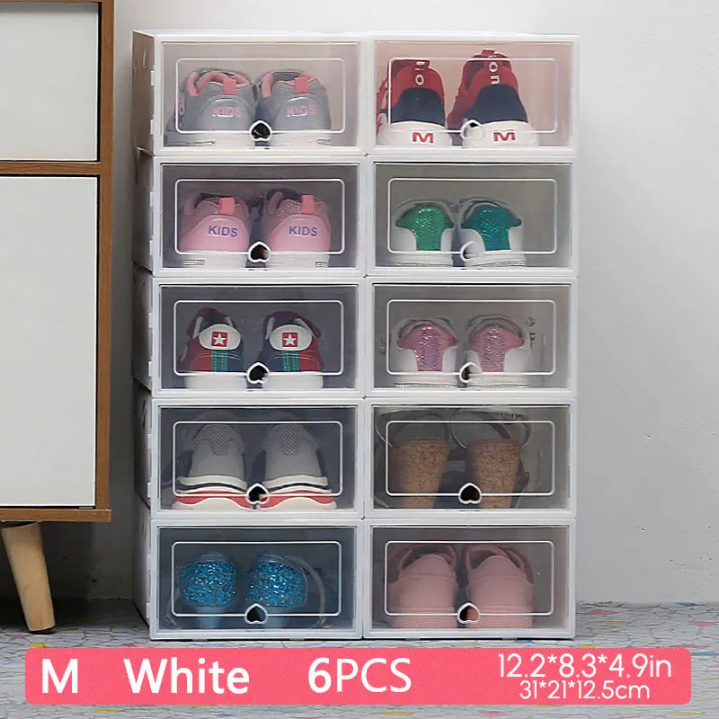 6pcs Transparent Shoe Box Plastic Foldable