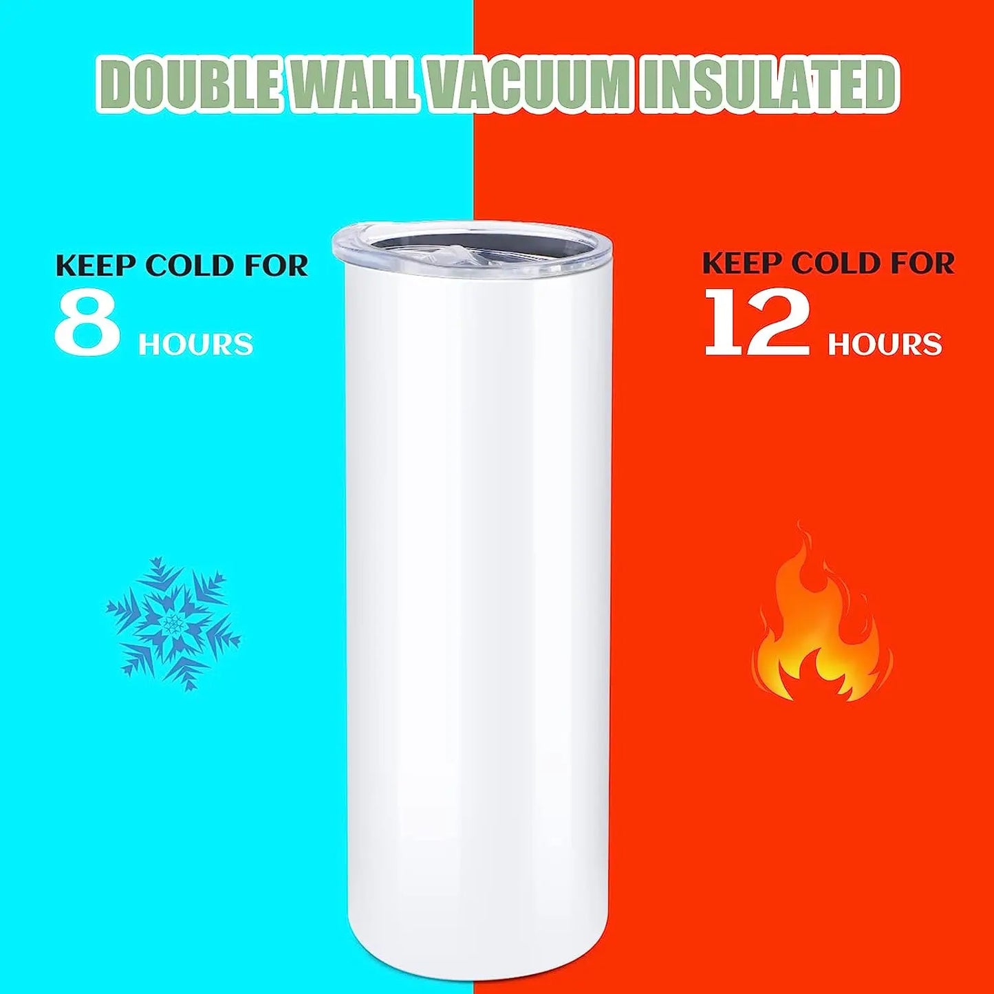 20 OZ Stainless Sublimation Tumblers Skinny Straight