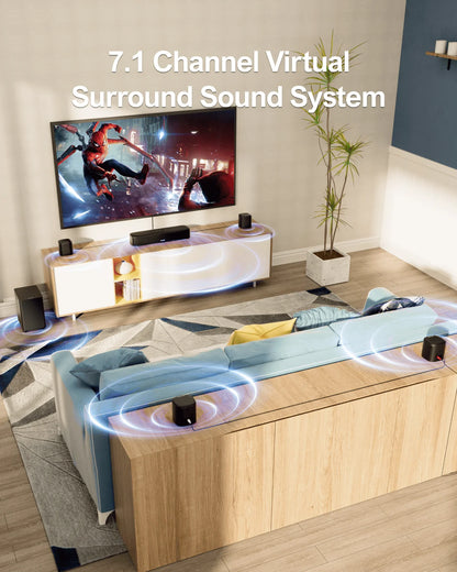 Virtual Surround Soundbar,  with Subwoofer and 4 Surround Speakers