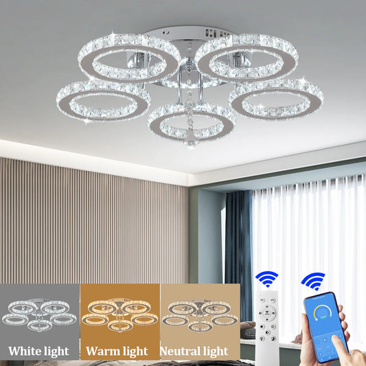 Crystal Led Ceiling Lamp With Remote Control Modern Chandelier