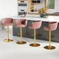 Set of 4, Velvet Swivel Barstools, Adjustable   Woven Backrest,