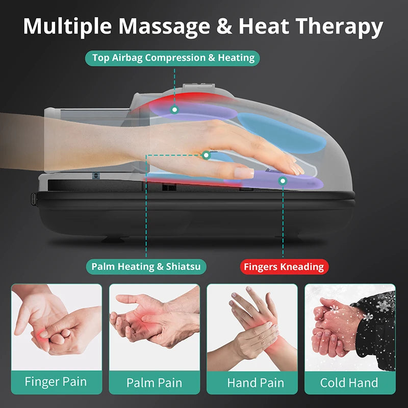 Wireless Electric Hand Massager Air Compression Hot Compress Palm  Massager