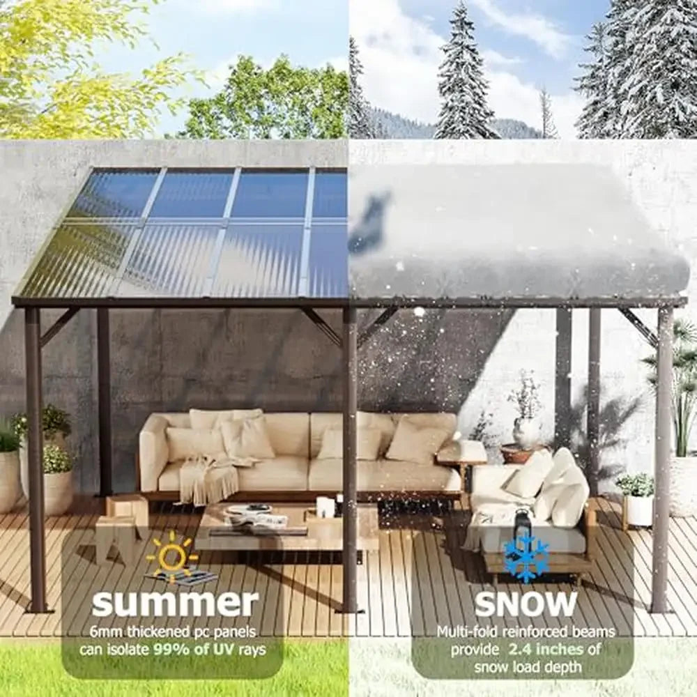 10x14 FT Outdoor Gazebo Aluminum Frame Wall Mounted Gazebos