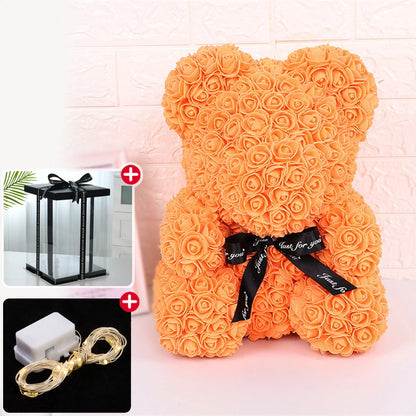 Rose Bear Artificial Flower With Box and Light