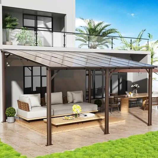10x14 FT Outdoor Gazebo Aluminum Frame Wall Mounted Gazebos