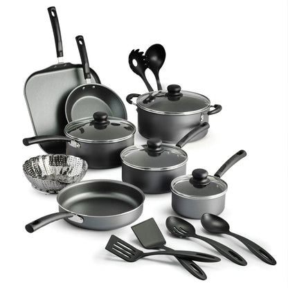 Nonstick Stainless Steel Cookware Set Gray Lids 18 Piece Set