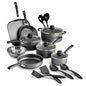 Nonstick Stainless Steel Cookware Set Gray Lids 18 Piece Set