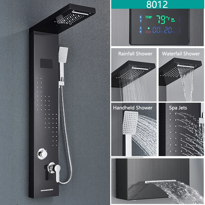 Bathroom LED Light, Rain, Waterfall Shower