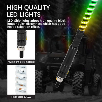 2FT COB LED Whip Lights For UTV  ATV Off Road Truck Sand Buggy