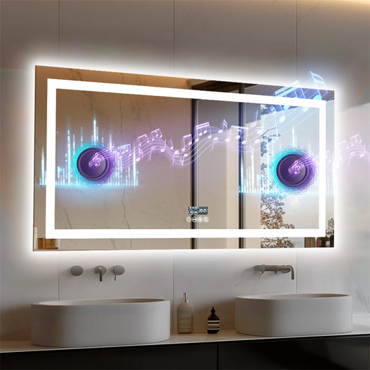 Bathroom Smart LED Vanity Mirror Wall Mounted  Bluetooth, Digital Display ,Anti Fog