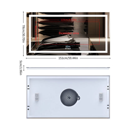 Bathroom Smart LED Vanity Mirror Wall Mounted  Bluetooth, Digital Display ,Anti Fog