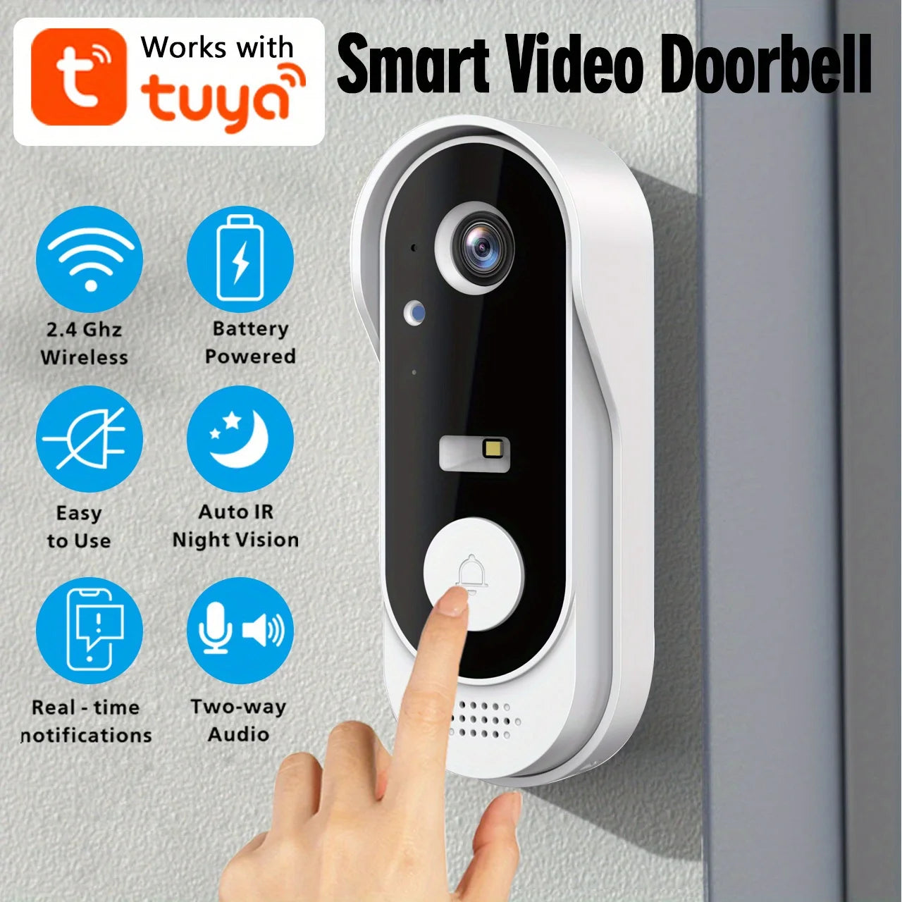 Wi-Fi Video Doorbell Two-way Audio ,Easy To Install Real-time Notification
