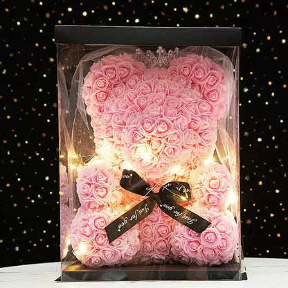 Rose Bear Artificial Flower With Box and Light