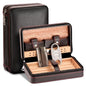 Portable Humidor Cigar Box Travel Case, Leather Cedar Wood