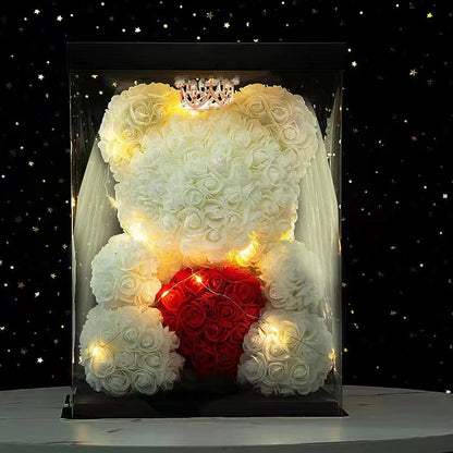 Rose Bear Artificial Flower With Box and Light