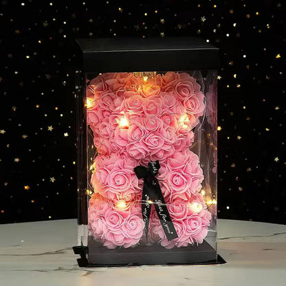 Rose Bear Artificial Flower With Box and Light