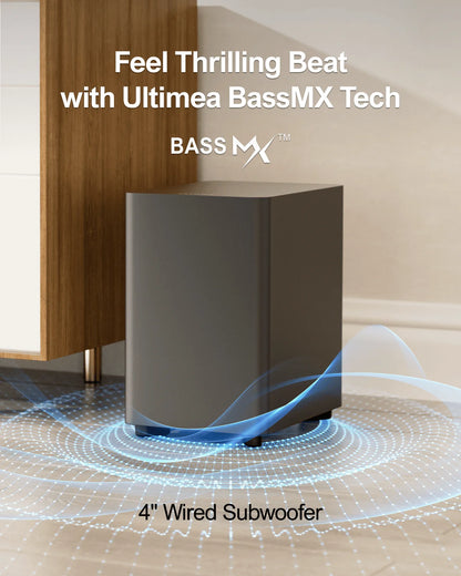 Virtual Surround Soundbar,  with Subwoofer and 4 Surround Speakers