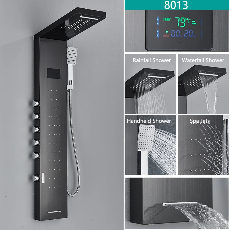 Bathroom LED Light, Rain, Waterfall Shower