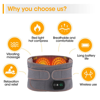 Electric Infrared Heating Therapy Waist Massager Back Support Belt Vibration