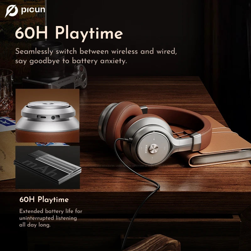 Wireless Headphones Bluetooth 5.3 Noise Reduction Bass Over Headphones