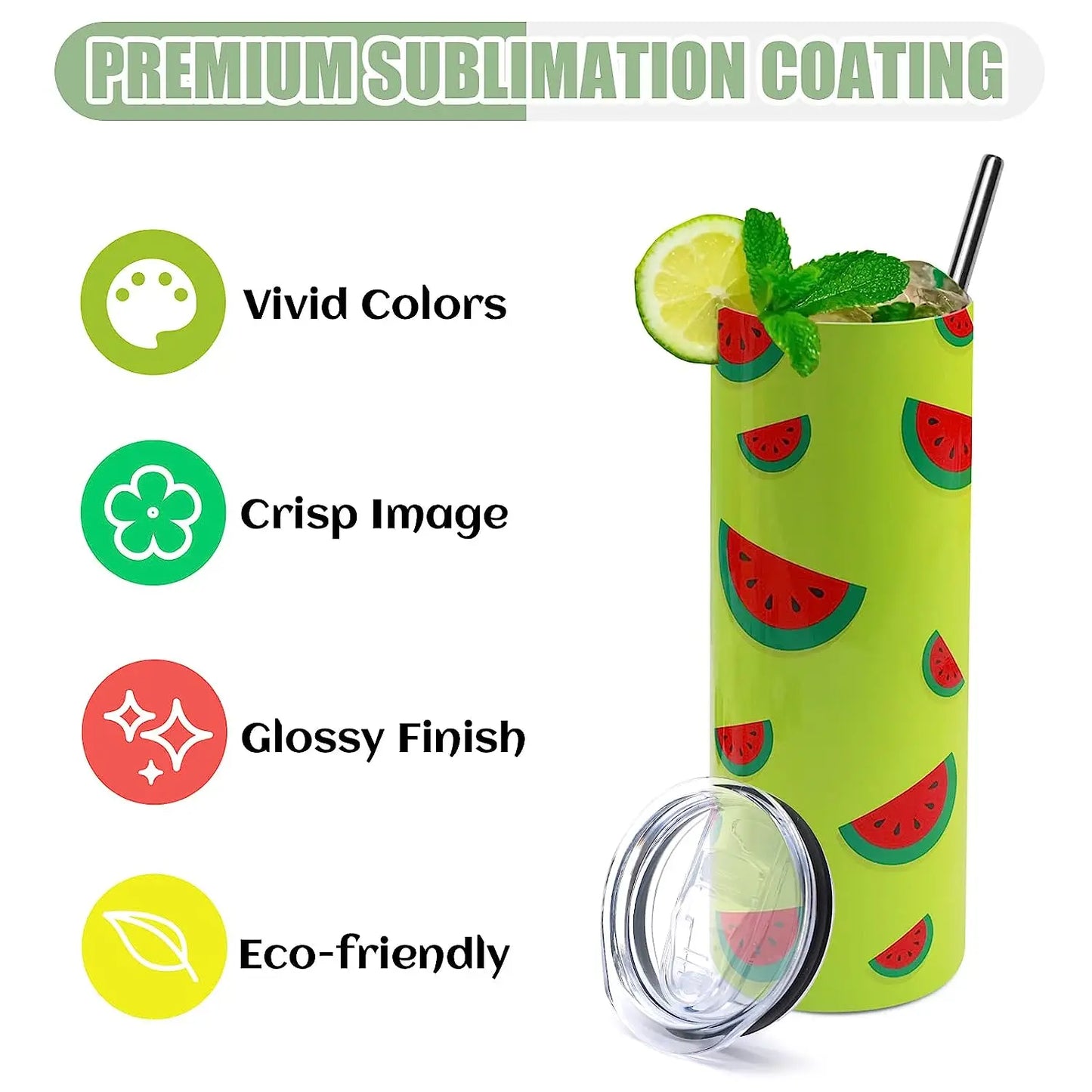 20 OZ Stainless Sublimation Tumblers Skinny Straight