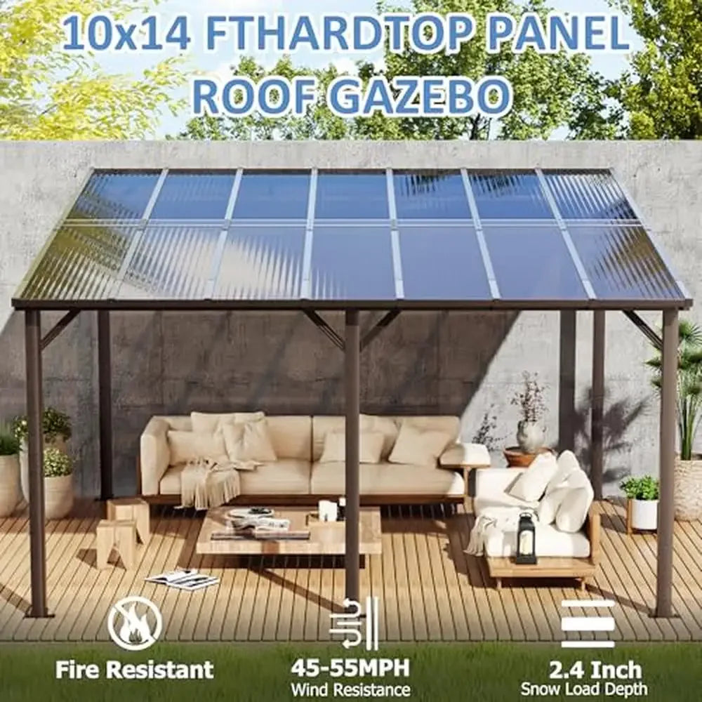10x14 FT Outdoor Gazebo Aluminum Frame Wall Mounted Gazebos
