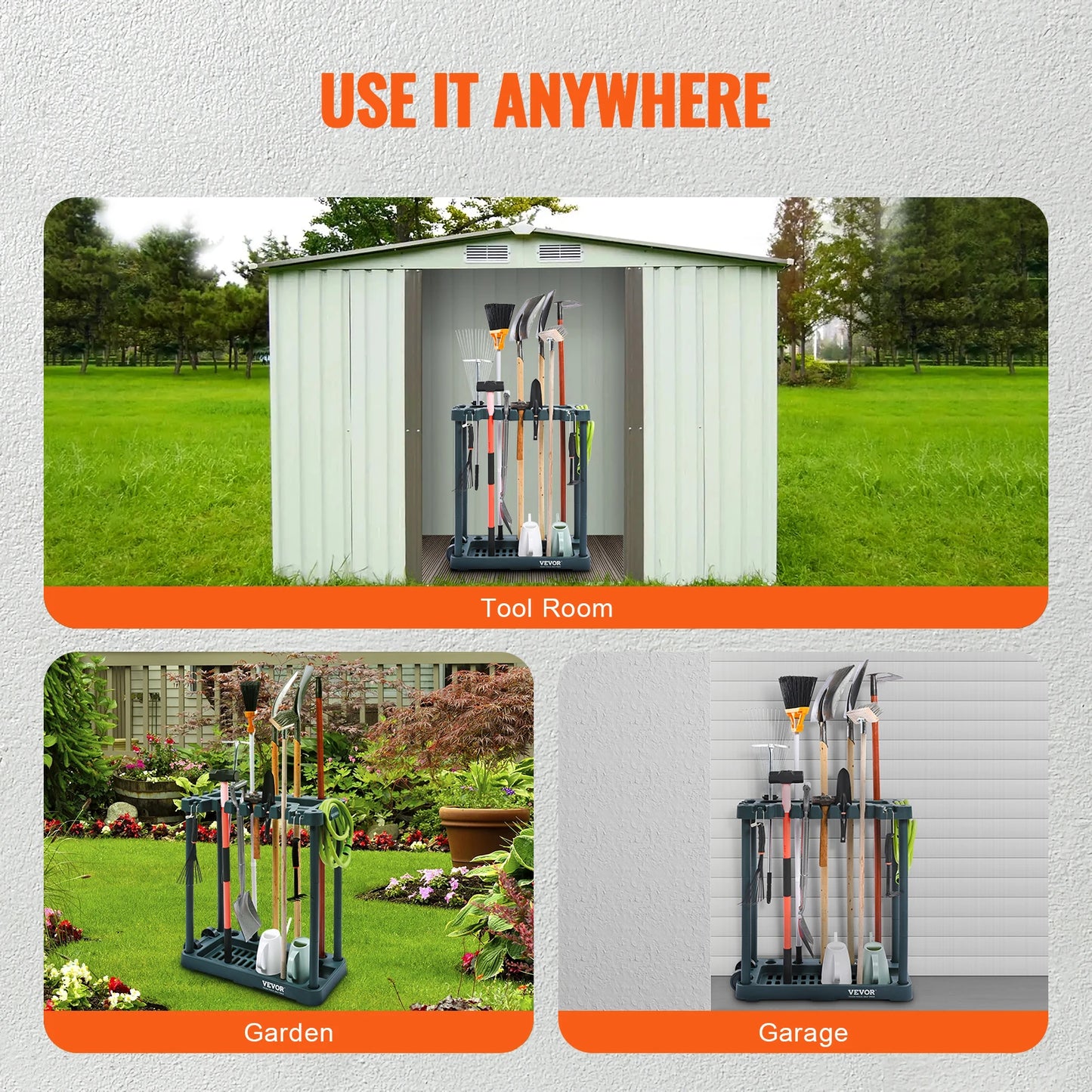 10 Slots Yard Garden Tool Organizer
