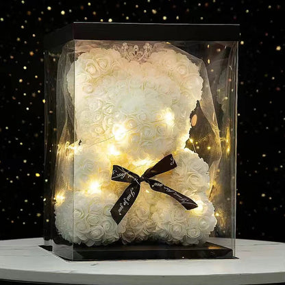 Rose Bear Artificial Flower With Box and Light