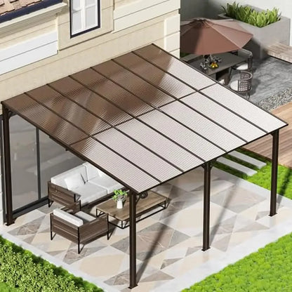 10x14 FT Outdoor Gazebo Aluminum Frame Wall Mounted Gazebos