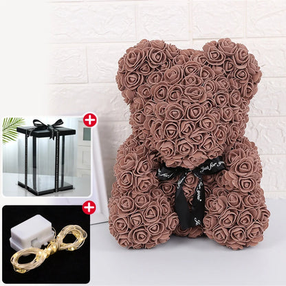 Rose Bear Artificial Flower With Box and Light